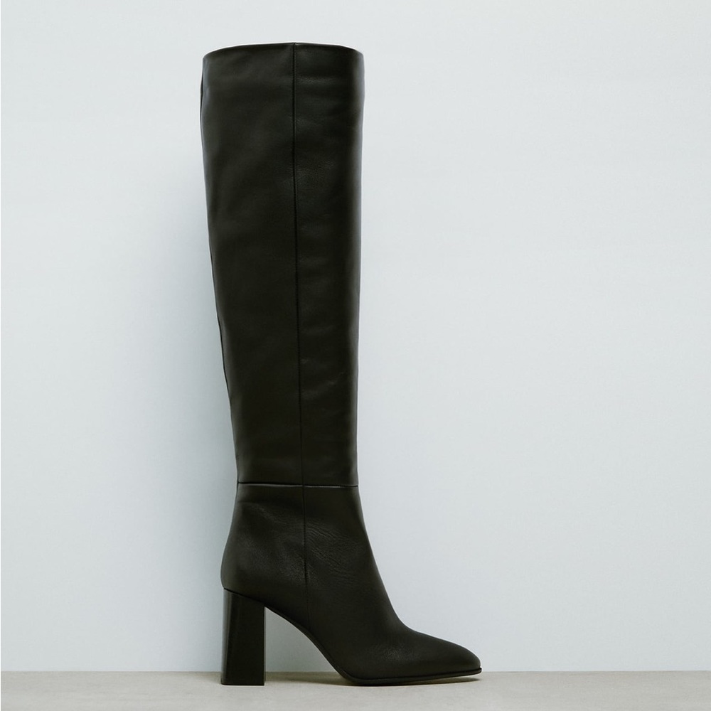 Leather Knee High Boots Zara